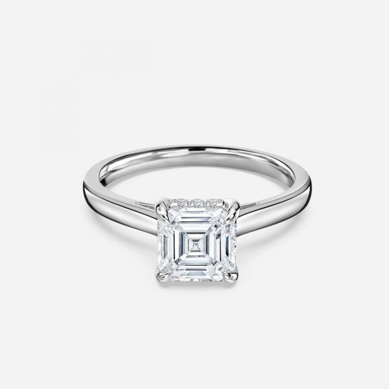 Jessalyn Asscher Hidden Halo Moissanite Engagement Ring