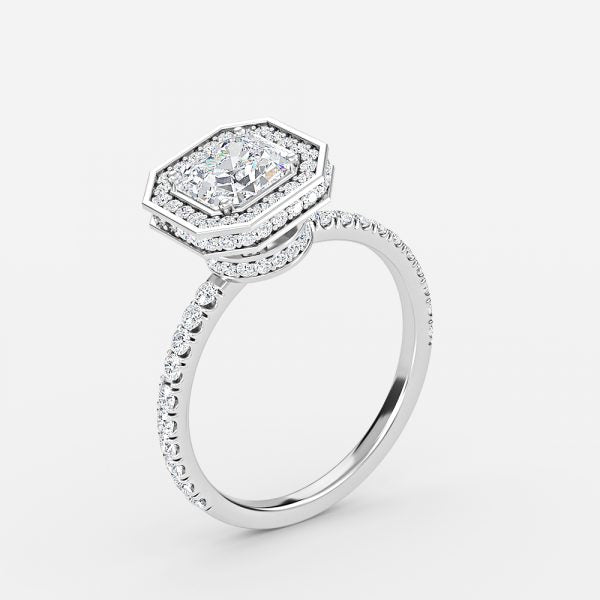 Kassia Asscher Halo Moissanite Engagement Ring