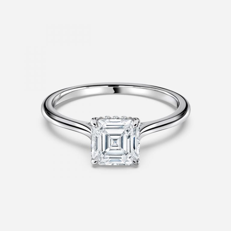 Pandora Asscher Hidden Halo Moissanite Engagement Ring