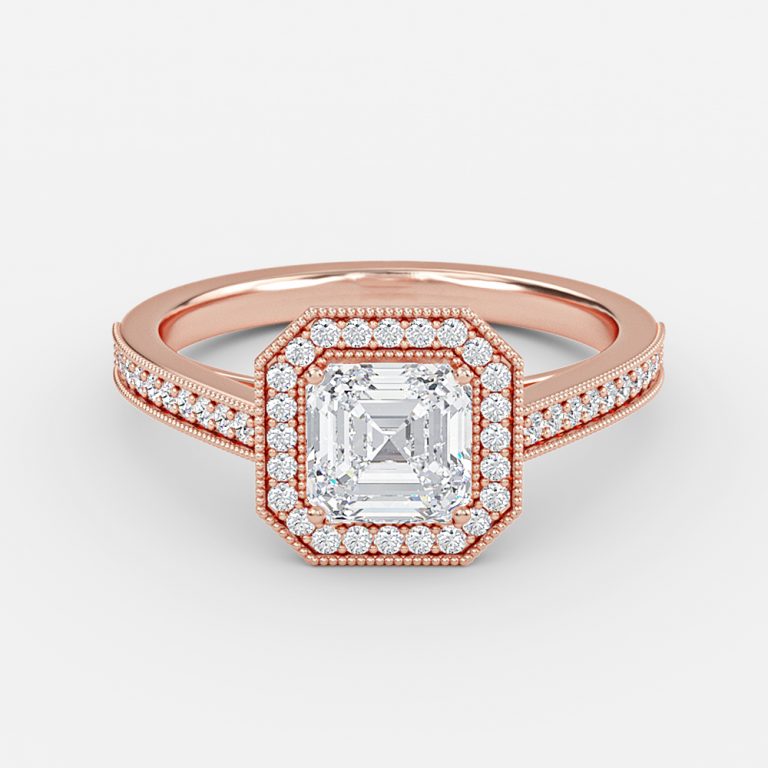 Haven Asscher Halo Moissanite Engagement Ring