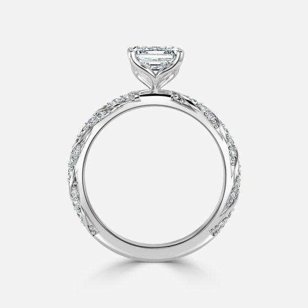 Wan Asscher Unique Moissanite Engagement Ring