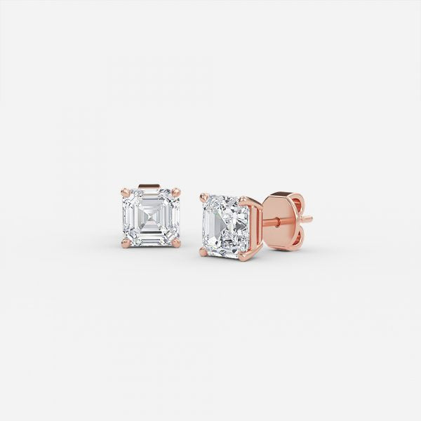 Asscher Moissanite Stud Earrings