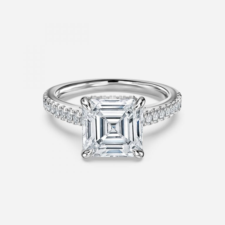 Yvette Asscher Hidden Halo Moissanite Engagement Ring