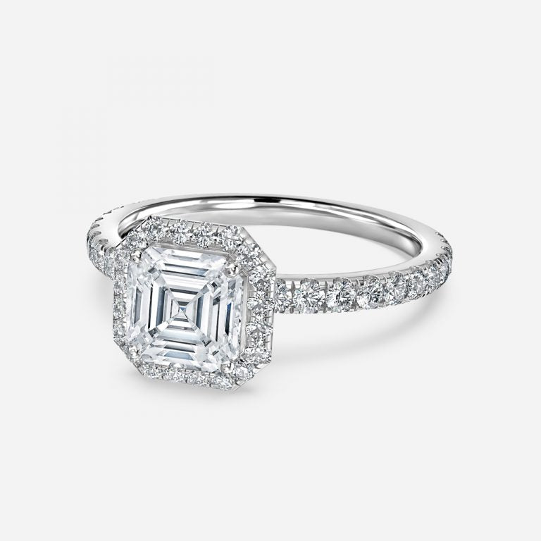 Lucia Asscher Halo Moissanite Engagement Ring