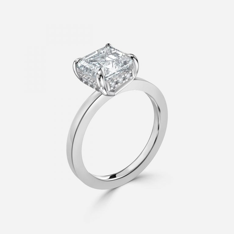 Edeline Asscher Hidden Halo Moissanite Engagement Ring