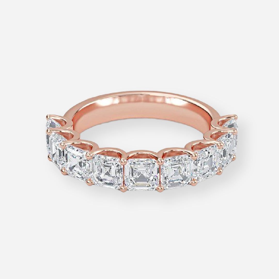 9 Stone Asscher Moissnaite Anniversary Band