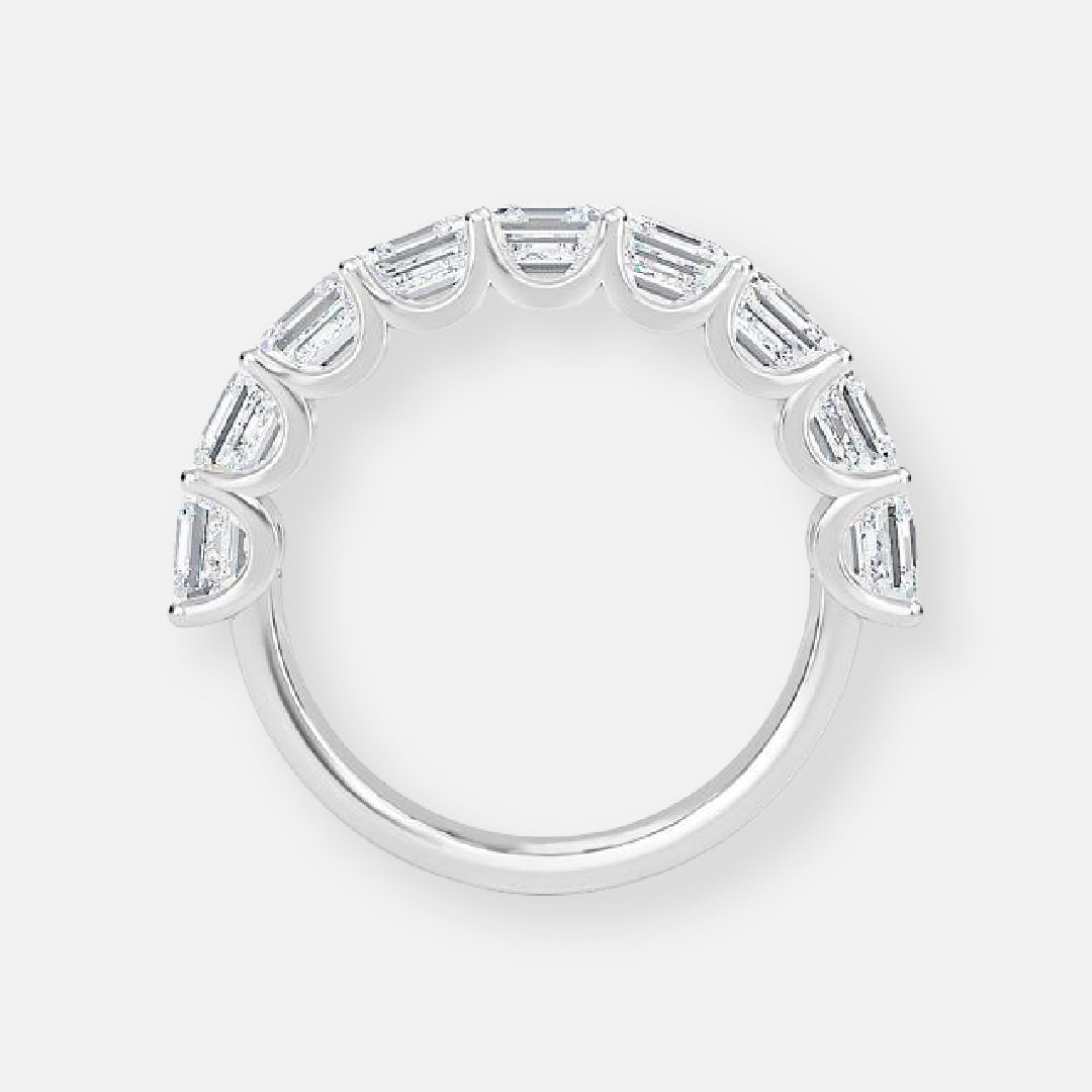 9 Stone Asscher Moissnaite Anniversary Band