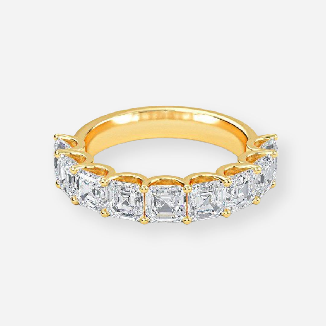 9 Stone Asscher Moissnaite Anniversary Band