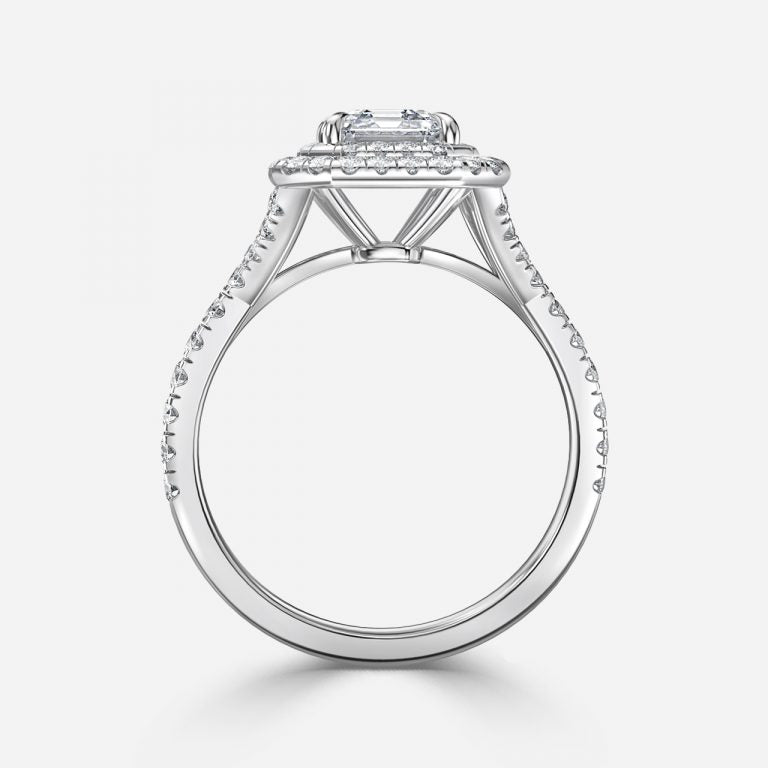 Afton Asscher Halo Moissanite Engagement Ring