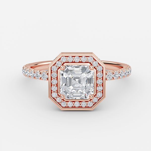 Kassia Asscher Halo Moissanite Engagement Ring