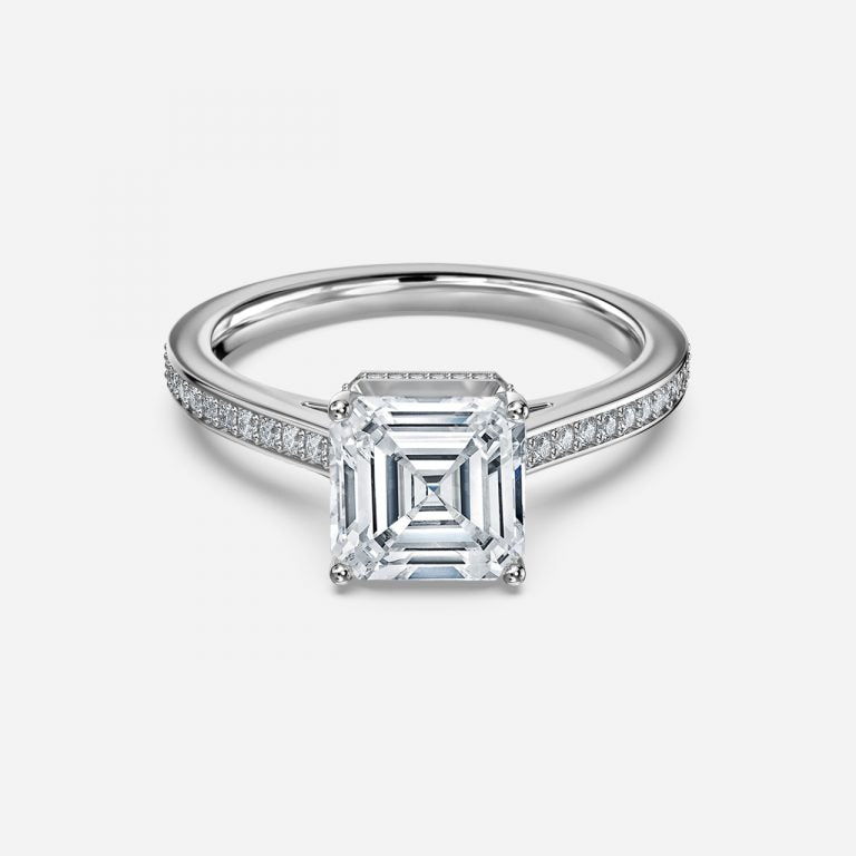 Inez Asscher Hidden Halo Moissanite Engagement Ring