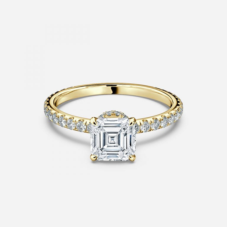 Astrid Asscher Hidden Halo Moissanite Engagement Ring