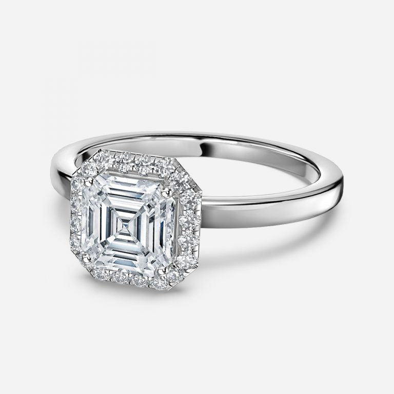 Katya Asscher Halo Moissanite Engagement Ring