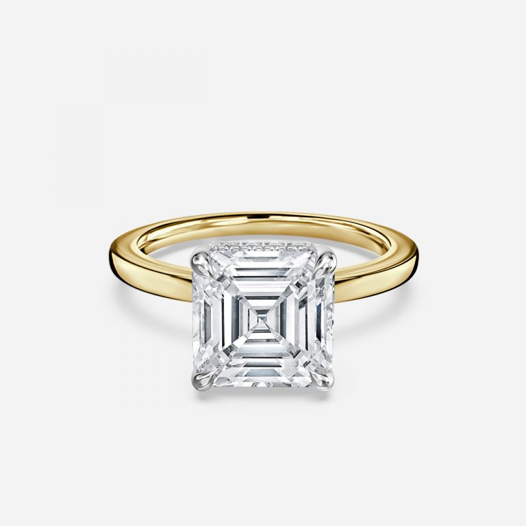 Penelope Asscher Hidden Halo Moissanite Engagement Ring