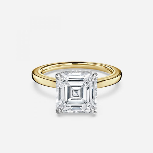 Penelope Asscher Hidden Halo Moissanite Engagement Ring