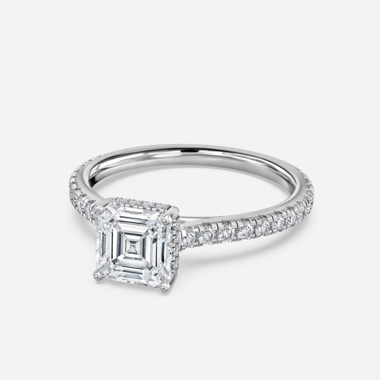 Tamsin Asscher Hidden Halo Moissanite Engagement Ring