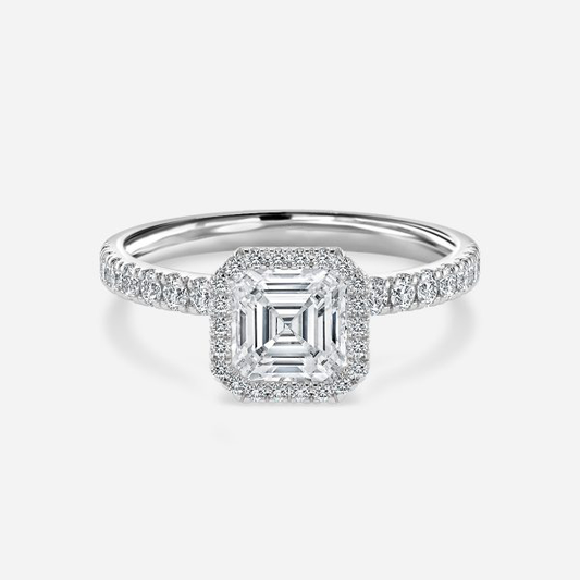 Tatienne Asscher Halo Moissanite Engagement Ring