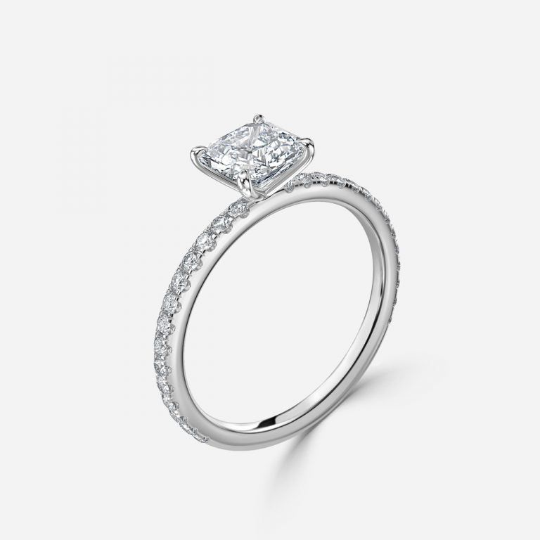 Zeni Asscher Dainty Moissanite Engagement Ring