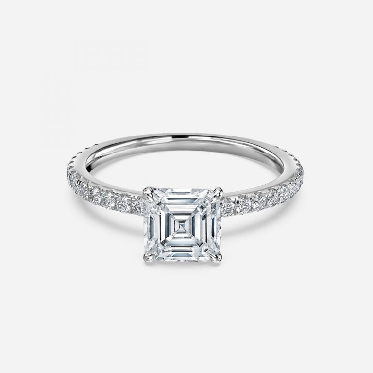 Zeni Asscher Dainty Moissanite Engagement Ring