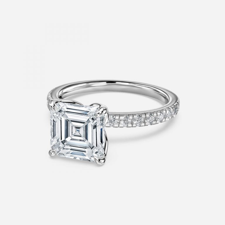 Tamara Asscher Diamond Band Moissanite Engagement Ring