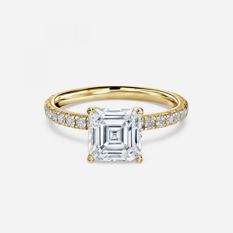 Rosalba Asscher Diamond Band Moissanite Engagement Ring