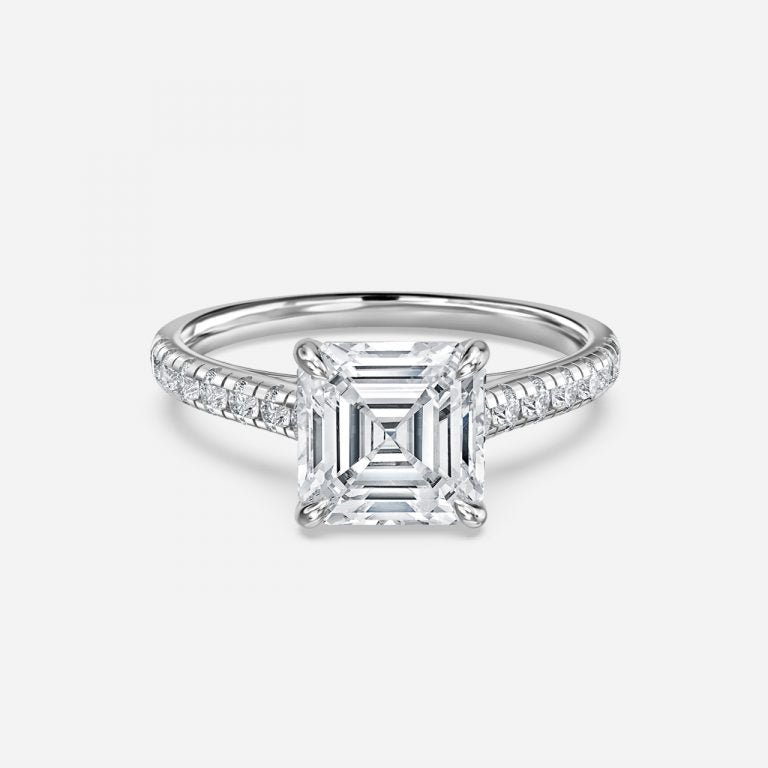 Clio Asscher Diamond Band Moissanite Engagement Ring