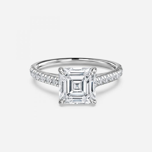 Clio Asscher Diamond Band Moissanite Engagement Ring