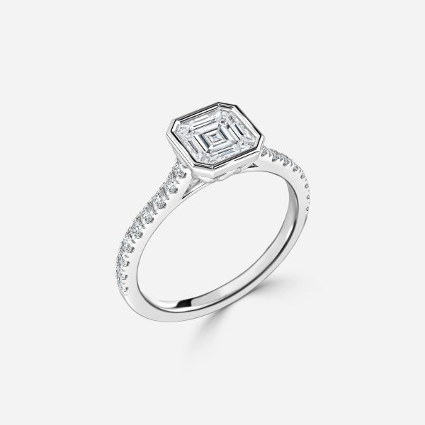 Arabella Asscher Bezel Moissanite Engagement Ring