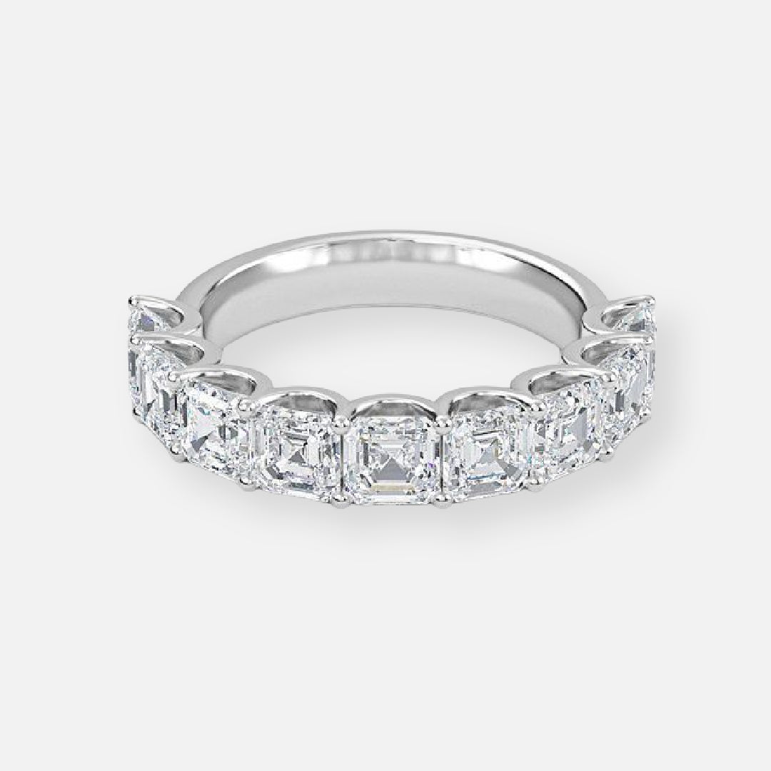 9 Stone Asscher Moissnaite Anniversary Band