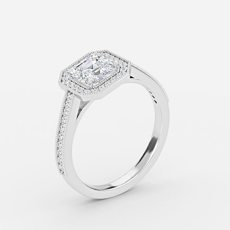 Haven Asscher Halo Moissanite Engagement Ring