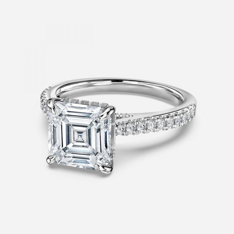 Yvette Asscher Hidden Halo Moissanite Engagement Ring