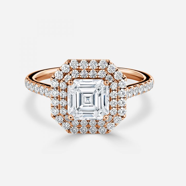 Linnea Asscher Halo Moissanite Engagement Ring