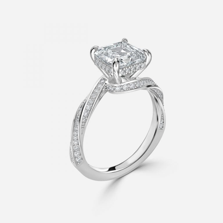 Weston Asscher Hidden Halo Moissanite Engagement Ring