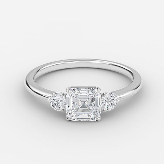 Kaori Asscher Three Stone Moissanite Engagement Ring