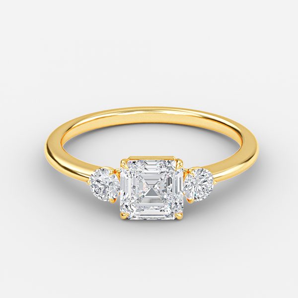 Kaori Asscher Three Stone Moissanite Engagement Ring