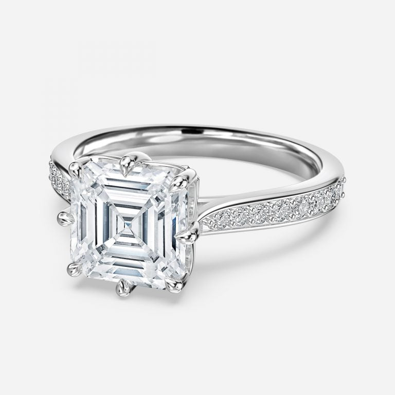 Bellatrix Asscher Vintage Moissanite Engagement Ring