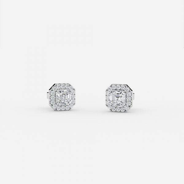 Asscher Moissanite Halo Earrings