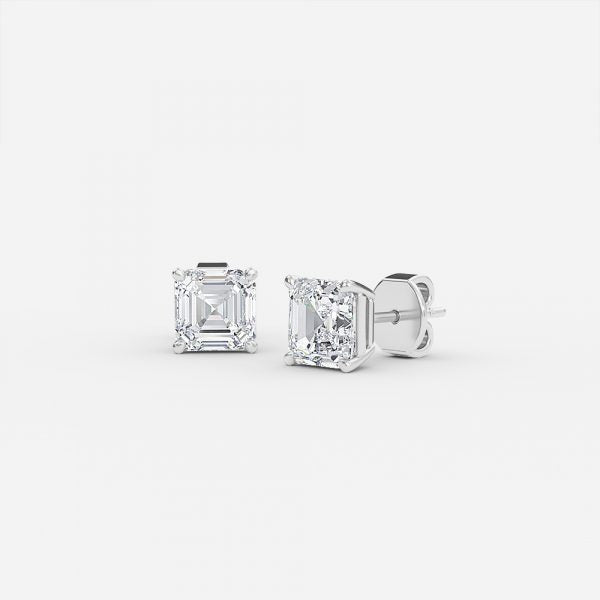 Asscher Moissanite Stud Earrings