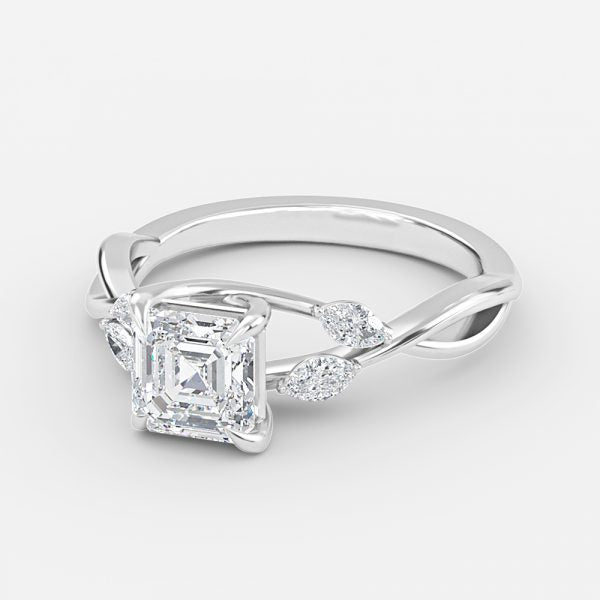 Calista Asscher Unique Moissanite Engagement Ring