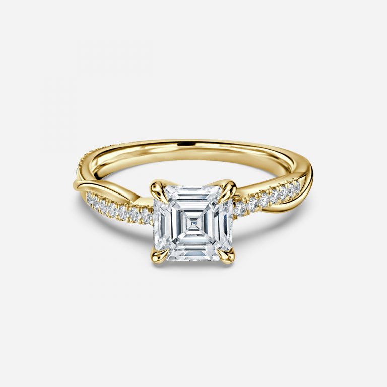 Tatiana Asscher Diamond Band Moissanite Engagement Ring