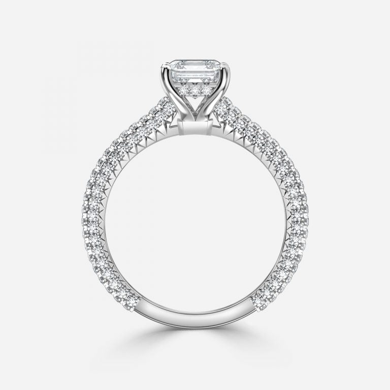 Kalaya Asscher Hidden Halo Moissanite Engagement Ring