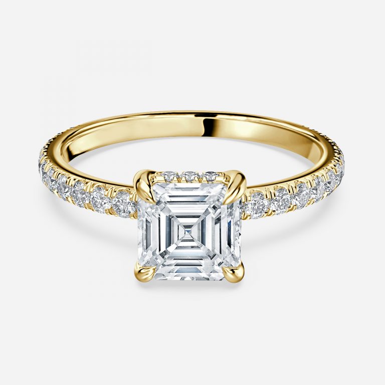 Siobhan Asscher Hidden Halo Moissanite Engagement Ring