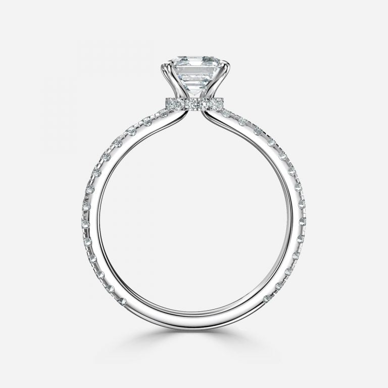 Astrid Asscher Hidden Halo Moissanite Engagement Ring