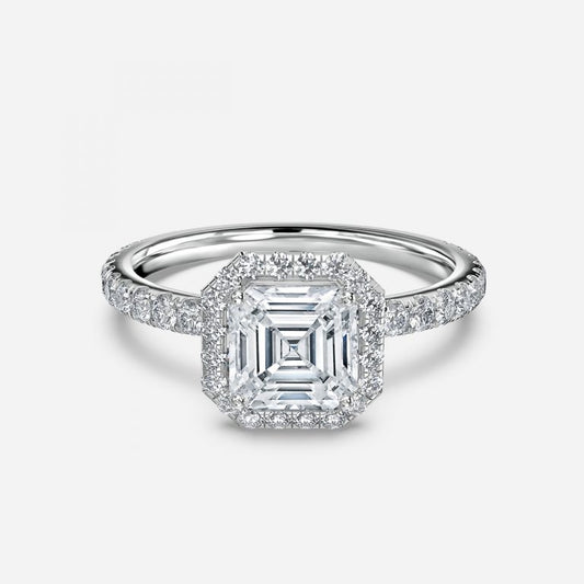 Lucia Asscher Halo Moissanite Engagement Ring