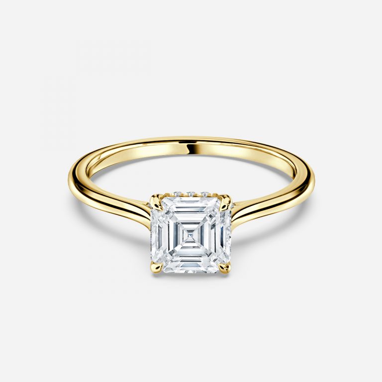 Pandora Asscher Hidden Halo Moissanite Engagement Ring