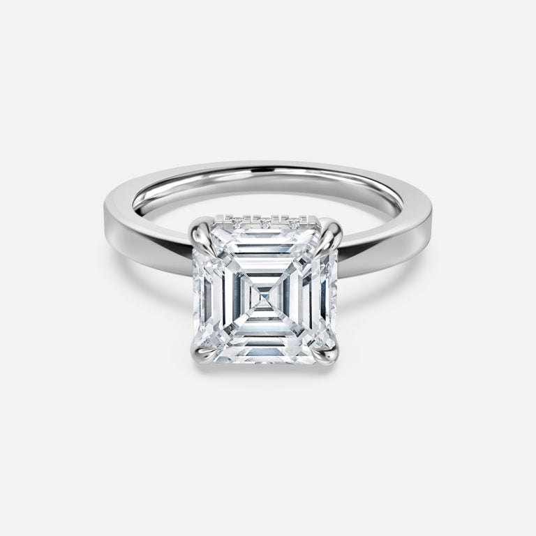 Edeline Asscher Hidden Halo Moissanite Engagement Ring