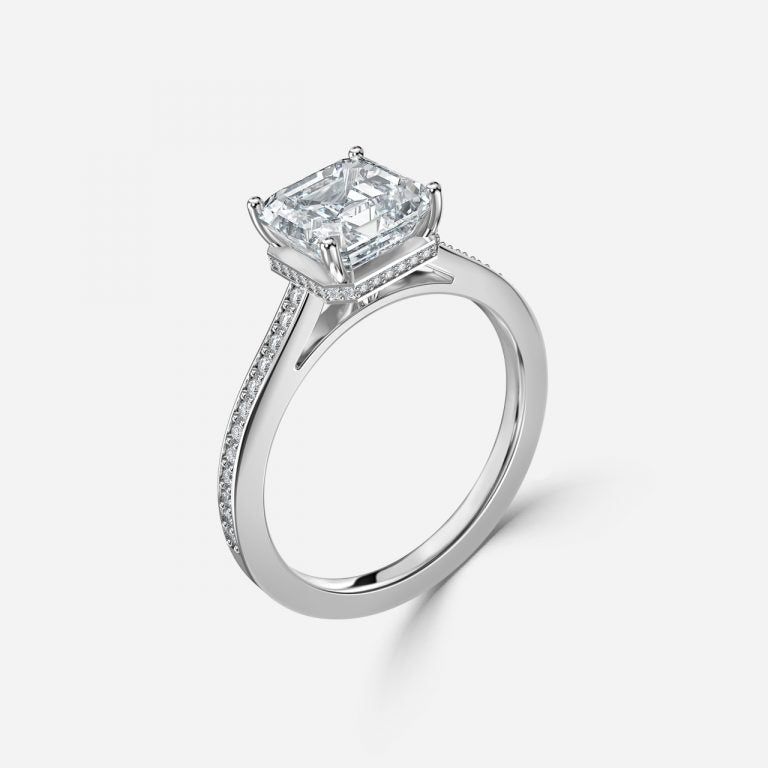 Inez Asscher Hidden Halo Moissanite Engagement Ring