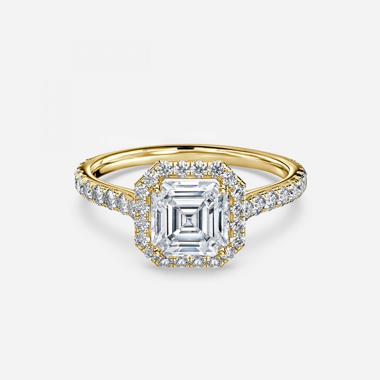 Joliette Asscher Halo Moissanite Engagement Ring