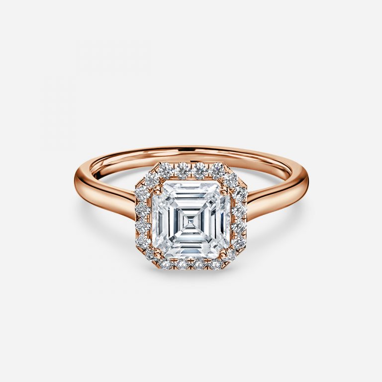 Louisa Asscher Halo Moissanite Engagement Ring