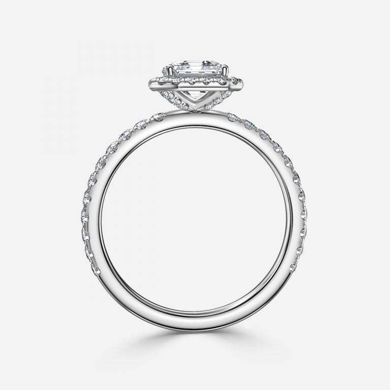 Lucia Asscher Halo Moissanite Engagement Ring